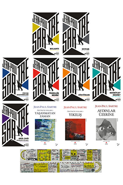 Can Yayınları Jean-Paul Sartre 10 Kitap Set / Bulantı - Özgürlük Yolları - Duvar + Mat. Öğreten Cetvel