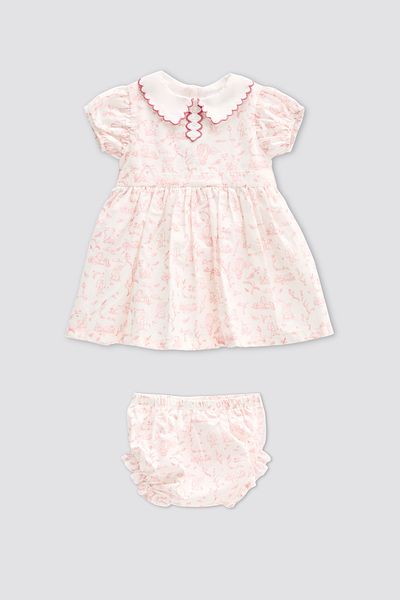 Atelier Babbi Baby Girl Dress - Toile De Jouy / Pink