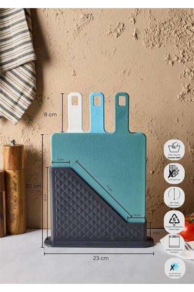 HomeTarz Brice 4 Piece Cutting Board Set with Stand