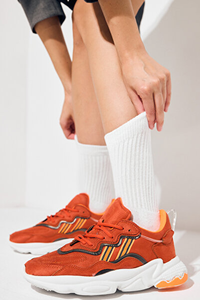 PowerSpeed Unisex Oranj Poli Taban Yüksek Taban Şeritli Bağcıklı Spor Ayakkabı