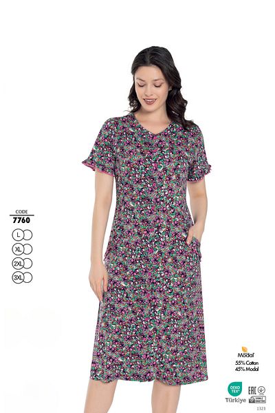 ROMEO LİFE Women's Cotton Modal Fabric Button Dress 7760