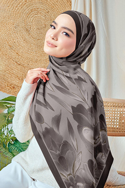 hijabchi Μεταξωτό σάλι Bursa - Σειρά Night Sparkle - Νέα Συλλογή - Dark Mink