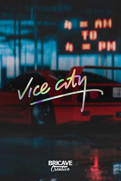 Bricave Vice City Araba-motosiklet Sticker 30x15cm