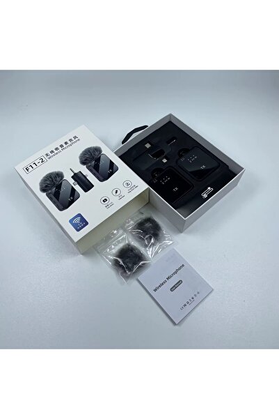 Bubitechh F11-2 Kablosuz Yaka Mikrofonu Type-C Lightning Uyumlu iPhone Android Telefon Kamera İçin