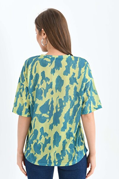 MOVİMENT Tricou cu decolteu lat, cu imprimeu verde și etichetă țesută pentru ...