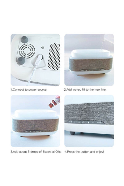 Generic Bluetooth Clock Aromatherapy Humidifier Speaker with 7 Color Ambient Light