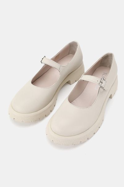 TUNAELLİ Women's Beige Khaki Natural Leather Mary Jane Shoes with Buckle Strap Size 36-41