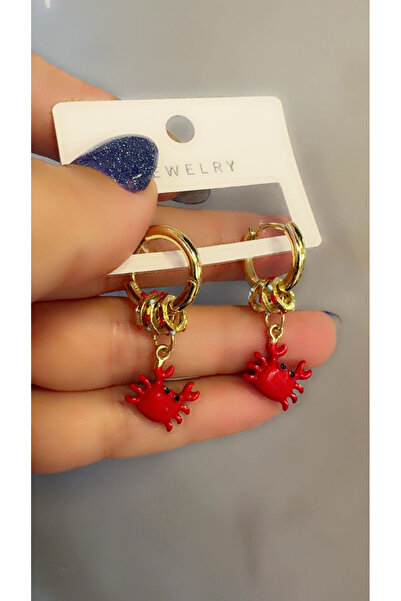 HOSBUTIK Red Small Crab Earrings