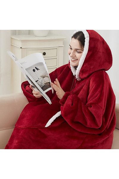 divendi-ro Kangaroo sweatshirt with kangaroo pocket and hood, warm fleece, 78x85cm, red