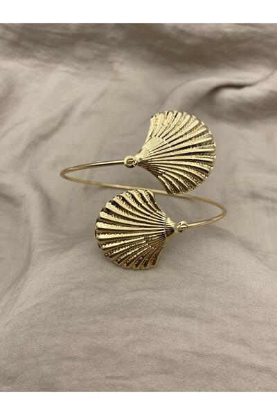 Hedef Bijuteri Seashell Model Gold Color Adjustable Arm Pazu Bracelet, Armcuff