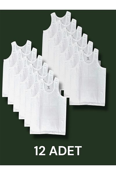 Erdenay Tekstil Men's Tank Top Cotton 12 Pack with Strap