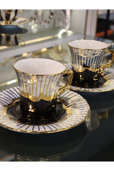 P&ORA PREMIUM KITCHEN PRODUCTS P&Ora Eldekor 2 Persons Cup Set Blackwhite