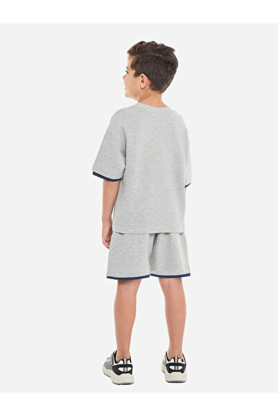 Victor and Jane By Styli Boys Textured Oversized T-Shirt and Shorts Set