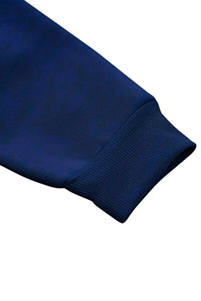 CLAYES Unisex Lacivert MİCHİGAN Baskılı Eşofman Kapüşon- Kışlık Şardonlu Kumaş