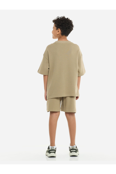 Victor and Jane By Styli Boys Textured Oversized T-Shirt and Shorts Set