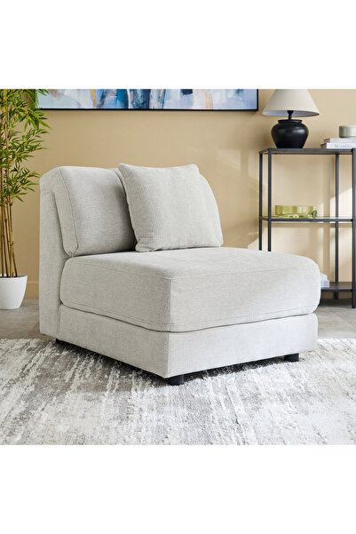 Home Box P-Skive Fabric Armless Chair w/ 2 Cushions -Greige