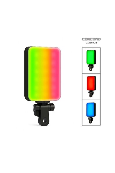 Concord GZ666RGB مصباح سيلفي صغير محمول بإضاءة RGB Led