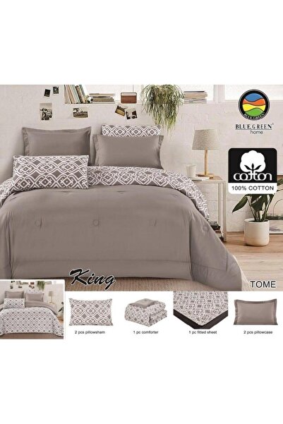 PROMISE لحاف كينج ساده وجهين قطن ألوان متعددة -مزدوج-6قطع