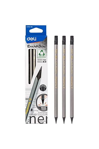 Deli hb graphite pencil, writing, drawing sketching pencil with eraser, strong grip pencils for begi
