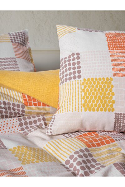 Cotton Box Flanel Tek Kişilik Nevresim Takımı Palm Hardal