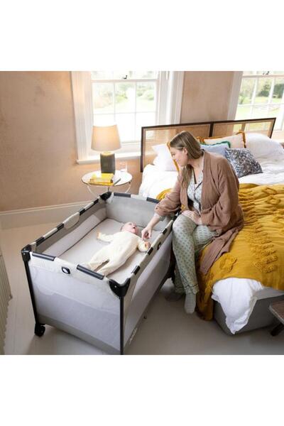 Joie Commuter Change Gray Marble Portable Crib with Detachable Basket, Max Weight Capacity 15 Kg