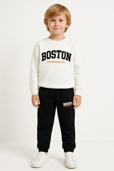 Midani Store Boston Written 2 Thread Boys Tracksuit Suit Casual Wear Children's (3-9 Years) Black Brown