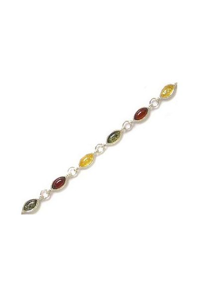 OEN Silver bracelet with amber, multicolor color, size 19 cm, 7.4 g
