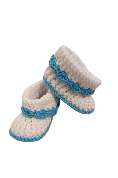 PIKKABOO - HeavenlyHugs Handmade Crochet Booties - Blue/White