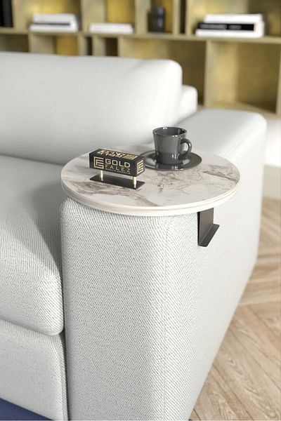 GOLDFALEZ Adjustable Side Table Efes Collection | Modern C-Shaped Sofa Table | Multi-purpose Laptop Desk