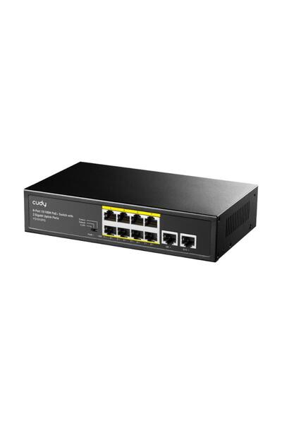 cudy FS1010PG 8 Port 10/100 Yönetilemez +2 Port Gigabit Desktop (8 Port Poe+) 120W Switch