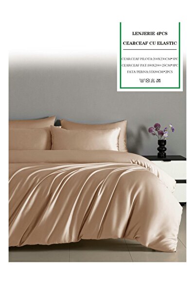 CHIRASO CHIRASO Bedding Set, Shiny SATIN, ELASTIC Sheet 180x200cm, Duvet Cover 200x230cm, 2 Pillowcases