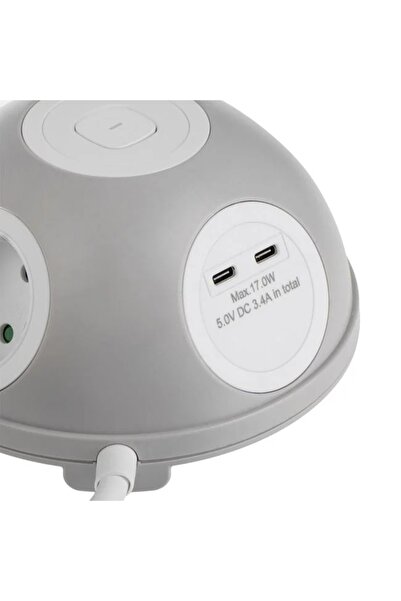 divendi-ro Extension cord with 3 sockets, 2 USB ports, 3500W, length 1.2m, white