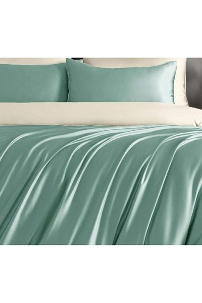 CHIRASO CHIRASO Bedding Set, Shiny SATIN, ELASTIC Sheet 180x200cm, Duvet Cover 200x230cm, 2 Pillowcases