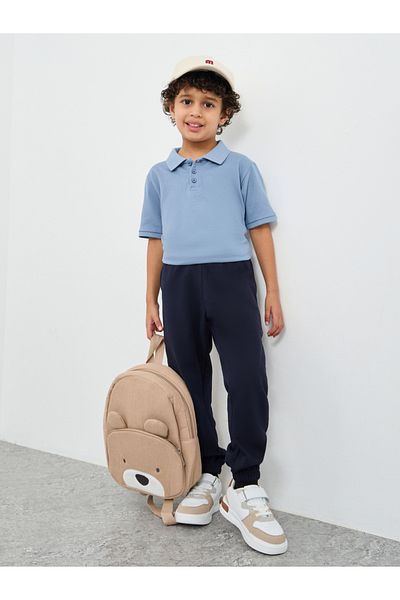 Styli Boys Light Blue Solid Cotton Polo T-Shirt