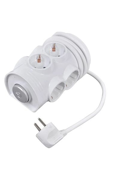 divendi-ro Triple with 6 sockets, child-safe, 16cm, white