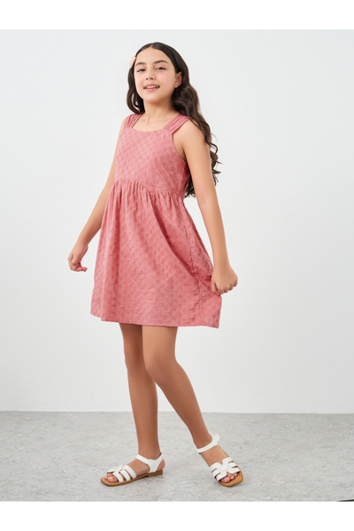 Styli Girls Broderie Sleeveless Dress
