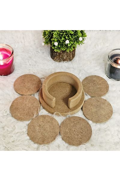 Tekir Store evinizi güzelleştirin Wooden 6-Piece Coasters Decorative Raw Paintable Hobby Painting