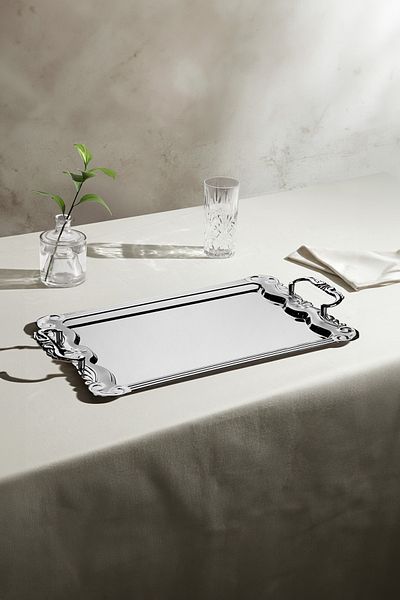 Nehir Babil Satin Steel Tea Tray