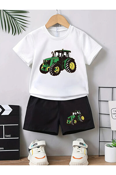 Styli Boys Tractor Graphic T-Shirt and Shorts Set