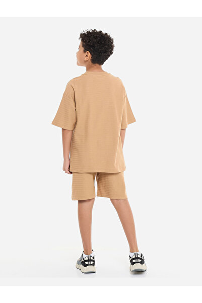 Victor and Jane By Styli Boys Brown Embroidered T-Shirt and Shorts Set