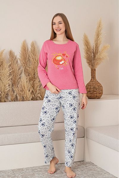 Farya Home Dreamy Cotton Patterned Long Sleeve Women's Pajamas Set