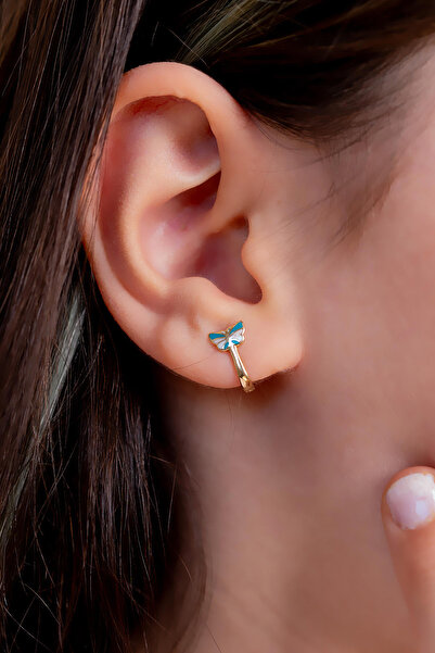 Bayar Gold 14 Ayar Altın Kelebek Çocuk Küpe