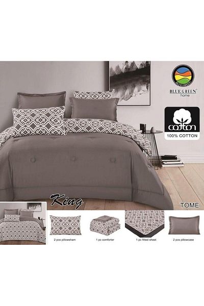 PROMISE Plain double-sided king-size comforter, multi-colored cotton - double - 6 pieces