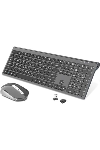 Generic CREATMOR Wireless Keyboard Mouse Combo, Stylish Slim Rechargeable Keyboard and Mice 2.4G 109 Keys Fu