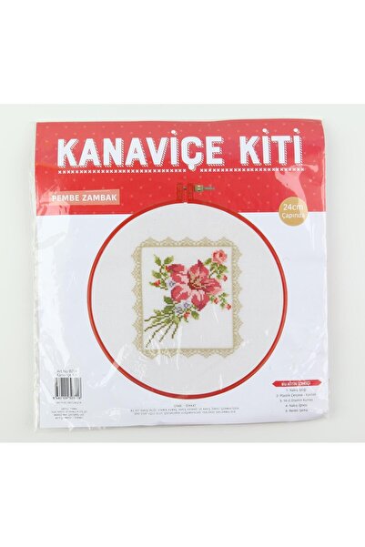 balım hobi evi مجموعة الغرز المتقاطعة للزنبق الوردي بقطر 24 سم