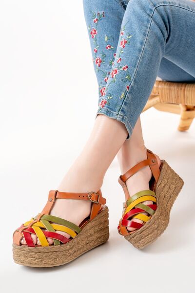 Budi 684-02 Tan Multi Orthopedic Genuine Leather Padding Women's Sandals