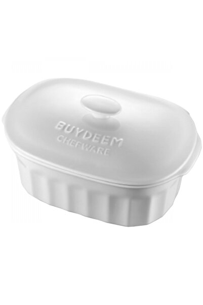 BUYDEEM Vas de ceramica cu capac CT1005, 2 l (Alb)