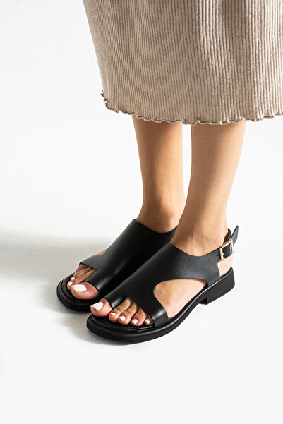 Siena Shoes Дамски джапанки/сандали Домин от естествена кожа, черни