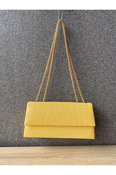 Dadali Leather Look Crocodile Patterned Chain Bag Yellow