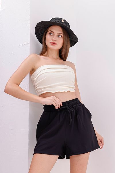 GENIUS STORE Genius Store Women's Shorts Aerobin Cotton Pocketed Non-Shrink Fabric Shorts with Elastic Waist